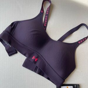 Under Armour Women's Purple Sports Bra with Pink Accents